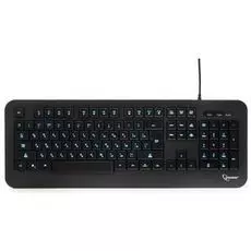 Клавиатура проводная Gembird KB-230L черная, USB, 104 клавиши, подсветка-3 цвета, 1.45м