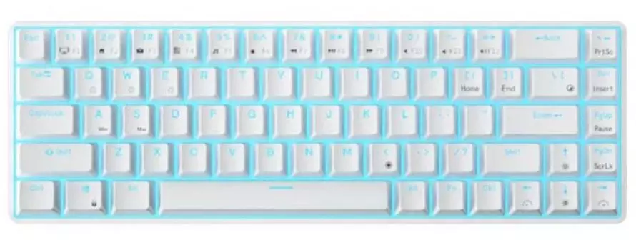 Клавиатура Royal Kludge RK71 подключение: BT, радиоканал 2,4 ГГц, провод, 71 клавиша, RGB подсветка, порт USB-C (1), RK Blue, 1000 mAh, белая