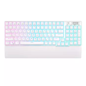 Клавиатура Royal Kludge RK96 подключение: BT, радиоканал 2,4 ГГц, провод, 96 клавиши, RGB подсветка, USB хаб, RRK Blue, 3750 mAh, белая
