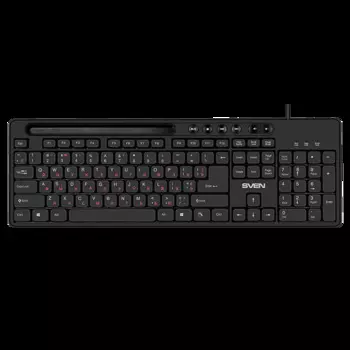 Клавиатура Sven KB-S302 чёрная (110кл., подставка для телефона) SV-018252
