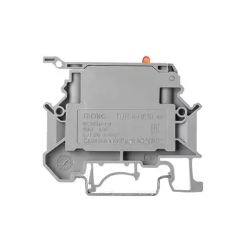 Клемма DKC IPR-4-HESILED250 для предохранителя, зажим Push-in, 2 точки подключения, индикация 250В, 4 кв.мм, серая, "Nuputuk"