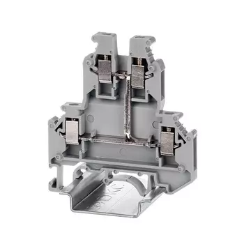 Клемма DKC KRUK-3-PV двухуровневая, винтовой зажим, 4 точки подключения, уровни соединены перемычкой, 2.5 кв.мм, серая, "Nuputuk"