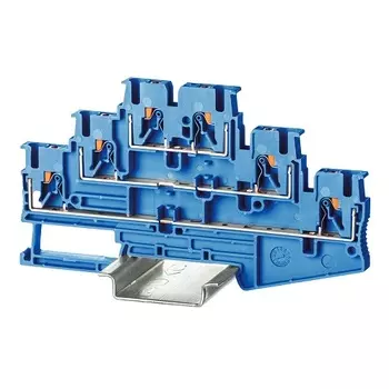 Клемма DKC VPR-2.5-3L-BU трехуровневая, зажим push-in, 6 точек подключения, 2.5 кв.мм, синяя, "Nuputuk"
