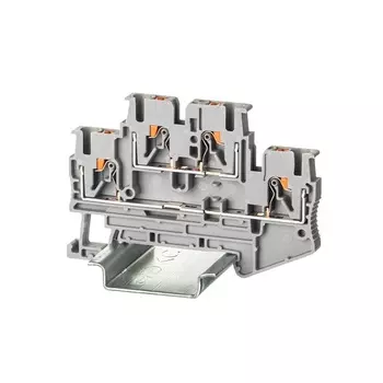 Клемма DKC VPRTT-2.5-GY двухуровневая, зажим push-in, 4 точки подключения, 2.5 кв.мм, серая, "Nuputuk"