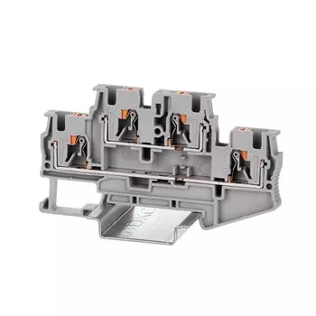 Клемма DKC VPRTT-4-GY двухуровневая, зажим push-in, 4 точки подключения, 4 кв.мм, серая, "Nuputuk"