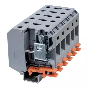 Клемма проходная DKC KRUH-50 винтовой зажим, 2 точки подключения, 50 кв.мм, серая, "Nuputuk"