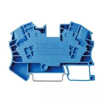 Клемма проходная DKC VPR-16-BU зажим push-in, 2 точки подключения, 16 кв.мм, синяя, "Nuputuk"