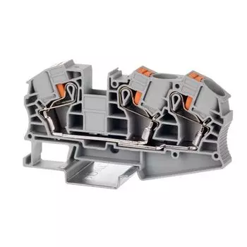 Клемма проходная DKC VPR-16-TWIN-GY зажим push-in, 3 точки подключения, 16 кв.мм, серая, "Nuputuk"