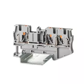 Клемма проходная DKC VPR-4-TWIN-GY зажим push-in, 3 точки подключения, 4 кв.мм, серая, "Nuputuk"