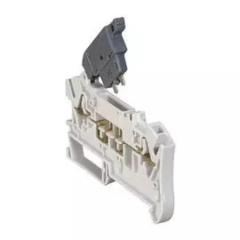Клемма пружинная Legrand 037281 Viking 3 - с рычажным разъед. и держателем предохранителя 5х20, однополюсная, 2 проводника, серый