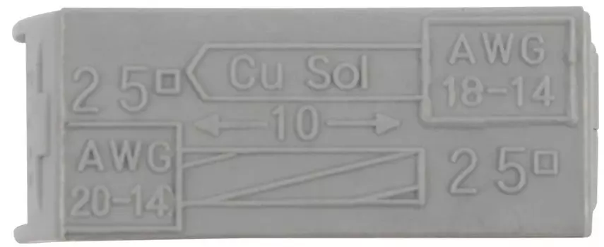 Клемма Rexant 07-2401-10 строительно-монтажная СМК 224-101 для светильника на 1 проводник (1,0-2,5)/(0,5-2,5) мм, серая (10 шт./уп.)