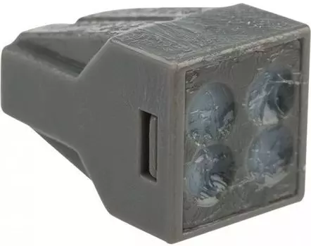 Клемма Rexant 07-3040 экспресс с пастой СМК 773-304, 4-проводная до 2,5 мм, серая, 100 шт/уп