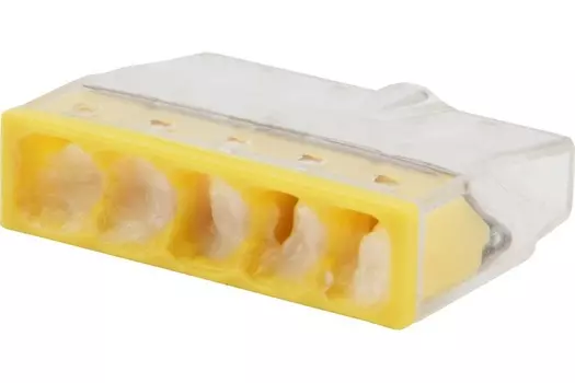 Клемма Rexant 07-3219-6 с пастой СМК 2273-245, 5-проводная 0.5-2.5 мм2, прозрачная, блистер