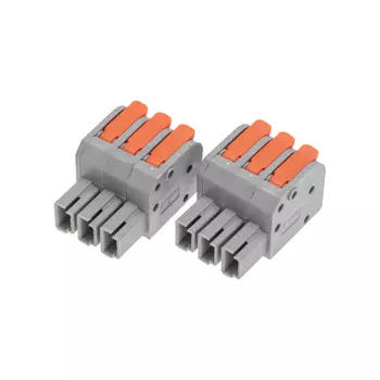Клемма Rexant 07-5263-5 СМК 222-423R проходная разъемная 3 полюса серая 0,2-2,5/4мм? (блистер 5 шт/уп)