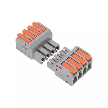 Клемма Rexant 07-5264-5 СМК 222-424R проходная разъемная 4 полюса серая 0,2-2,5/4мм? (блистер 5 шт/уп)