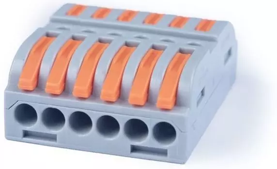 Клемма соединительная Cabeus MX223-6 универсальная проходная 6 полюсов с рычагом 0,08-2,5/4,0 (1шт)