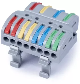 Клемма соединительная Cabeus MX4-8D универсальная проходная 4-8 полюса с рычагом на DIN-рейку 0,08-2,5/4,0 (1шт)