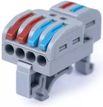 Клемма соединительная Cabeus MX-422D универсальная проходная 2-4 полюса с рычагом на DIN-рейку 0,08-2,5/4,0 (1шт)
