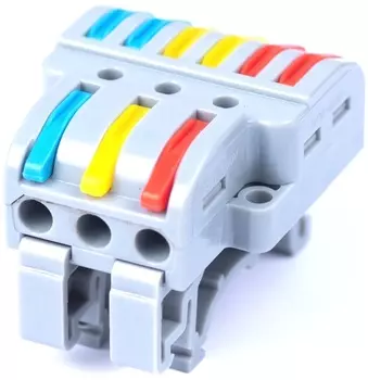 Клемма соединительная Cabeus MX-633D универсальная проходная 3-6 полюса с рычагом на DIN-рейку 0,08-2,5/4,0 (1шт)