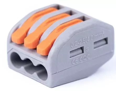 Клемма соединительная Cabeus PCT-213 универсальная 3-х проводная с рычагом 0,08-2,5/4,0 (10шт)