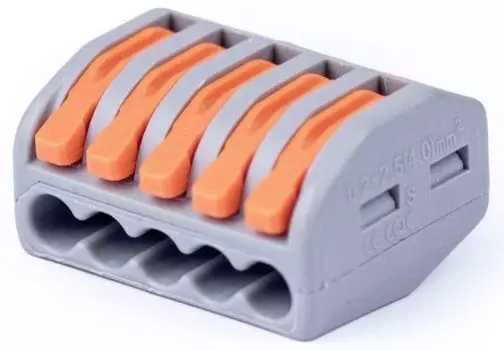 Клемма соединительная Cabeus PCT-215 универсальная 5-ти проводная с рычагом 0,08-2,5/4,0 (10шт)