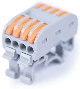Клемма соединительная Cabeus PCT-224D универсальная проходная 4 полюса с рычагом на DIN-рейку 0,08-2,5/4,0 (1шт)