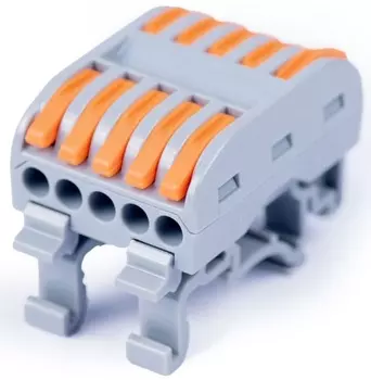 Клемма соединительная Cabeus PCT-225D универсальная проходная 5 полюсов с рычагом на DIN-рейку 0,08-2,5/4,0 (1шт)
