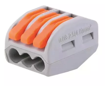 Клемма TOKOV ELECTRIC TKE-PCT-213/BL10 строительно-монтажная PCT-213 с рычагом 3 отверстия (блист.10шт)