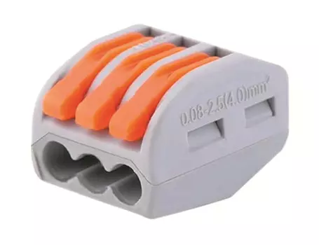 Клемма TOKOV ELECTRIC TKE-PCT-213/C100 строительно-монтажная PCT-213 с рычагом 3 отверстия