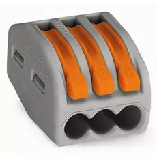 Клемма WAGO 222-413 для всех типов проводников; макс. 4 мм; 3-проводн.; с рычагами; серый корпус