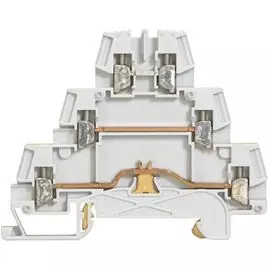 Клемма винтовая Legrand 037152 Viking 3 - металлическое основание, трехполюсная, трехъярусная, шаг 5 мм, серый