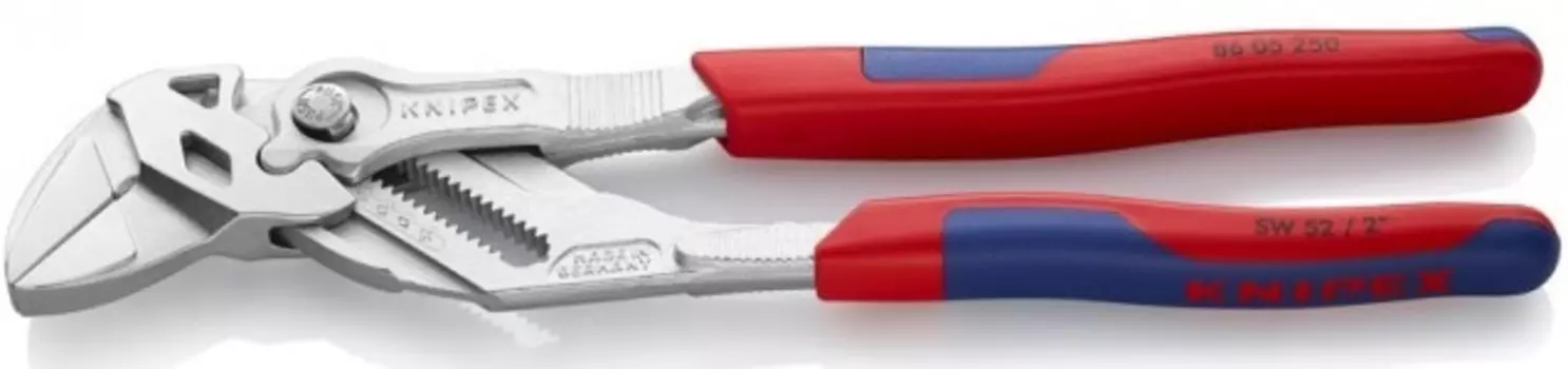 Клещи Knipex KN-8605250 переставные-гаечный ключ 52мм (2дюйм) L-250мм Cr-V хром. 2-компонентные рукоятки