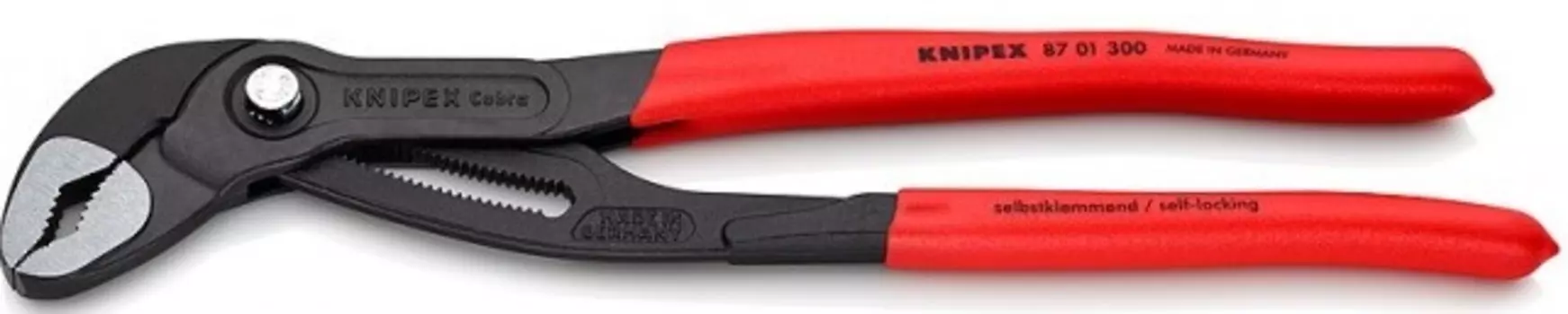 Клещи Knipex KN-8701300 переставные с фиксатором 70мм (2 3/4дюйм) под ключ 60мм L-300мм Cr-V обливные рукоятки сер.