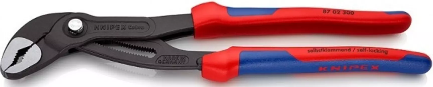 Клещи Knipex KN-8702300 переставные с фиксатором 70мм (2 3/4дюйм) под ключ 60мм L-300мм Cr-V 2-компонентные рукоятки сер.