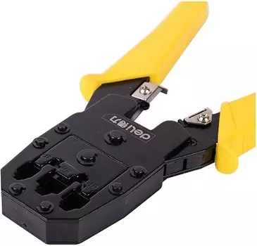 Клещи обжимные Deli DL2468 4P,6P,8P 200мм, в комплекте инструмент для снятия изоляции и набор коннектеров