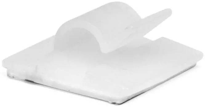 Клипса DKC 25430SR самоклеящаяся для кругл.кабеля диаметром 5мм, белая 18,5x18,5, "Quadro" (уп/100 шт)