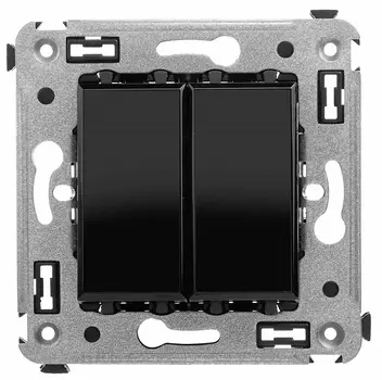 Кнопка DKC 4402154 двухклавишная в стену, "Черный квадрат", 2 модуля, "Avanti"