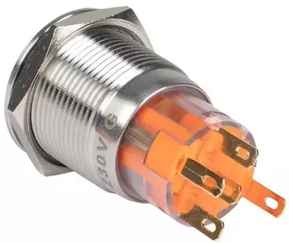 Кнопка EKF s-pro67-212 S-Pro67 19 мм с фикс. с красной подсв. 24В PROxima