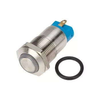 Кнопка Rexant 36-3211 антивандальная диам. 12 36В(LED) Б/Фикс (4с) OFF-(ON) синяя (A-12-C2)