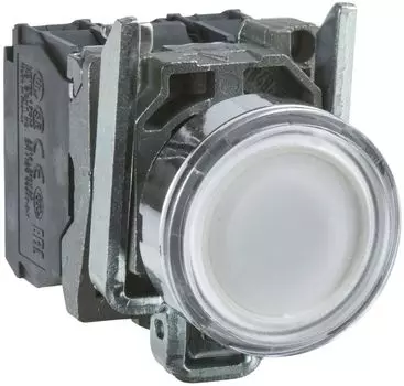 Кнопка Schneider Electric XB4BW31B5 XB4 с возвратом белая с подсветкой 24В 1НО+1НЗ