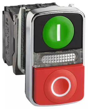 Кнопка Schneider Electric XB4BW73731B5 двойная с маркировкой 22мм, со светодиодом