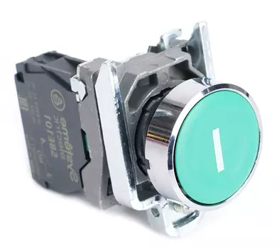 Кнопка Systeme Electric SB4BA3311 SB4 в сборе модульная 22мм зеленая металл 1НО с маркировкой "I"