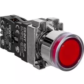 Кнопка управления CHINT 573832 NP2-BW3461, 1НО, красн., AC/DC, 230В(LED), IP40