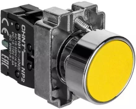 Кнопка управления CHINT 574844 NP2-BA51 без подсветки желт. 1НО IP40