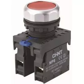 Кнопка управления CHINT 667231 NP8-01BN/4, без подсветки, красн., 1НЗ, IP65 (R)