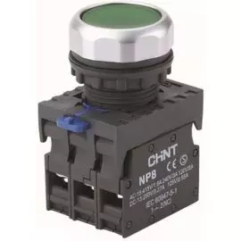 Кнопка управления CHINT 667251 NP8-10BND/3, 1НО, зел., AC, 110В-220В(LED), IP65 (R)