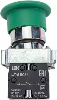 Кнопка управления IEK BBG70-BC-K06 LAY5-BC31 "Грибок" зеленая 1NO