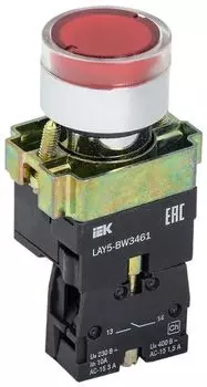Кнопка управления IEK BBT50-BW-K04 LAY5-BW3461 с подсветкой красный 1NO
