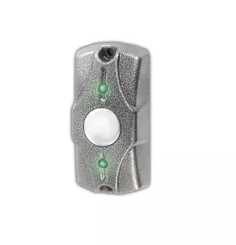 Кнопка выхода Олевс Циклоп (металлик серебристый) накладная НО, металл, подсветка, 12В, 0.1А