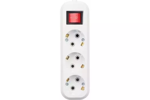 Колодка Rexant 11-8706 3 гнезда с кнопкой c заземлением
